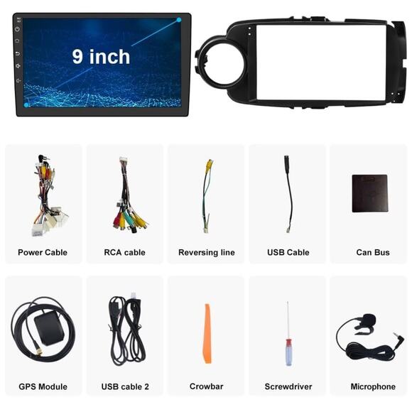 Car Radio Stereo Toyota Yaris 2011-14 9”Touch Screen‎ Wireless CarPlay Andriod - Picture 7 of 7